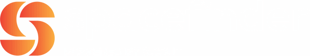 Hvit Logo av Spacefinder, en tjeneste av Scout Eiendom