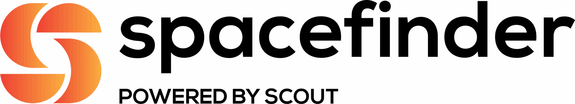 Svart Logo av Spacefinder, en tjeneste av Scout Eiendom